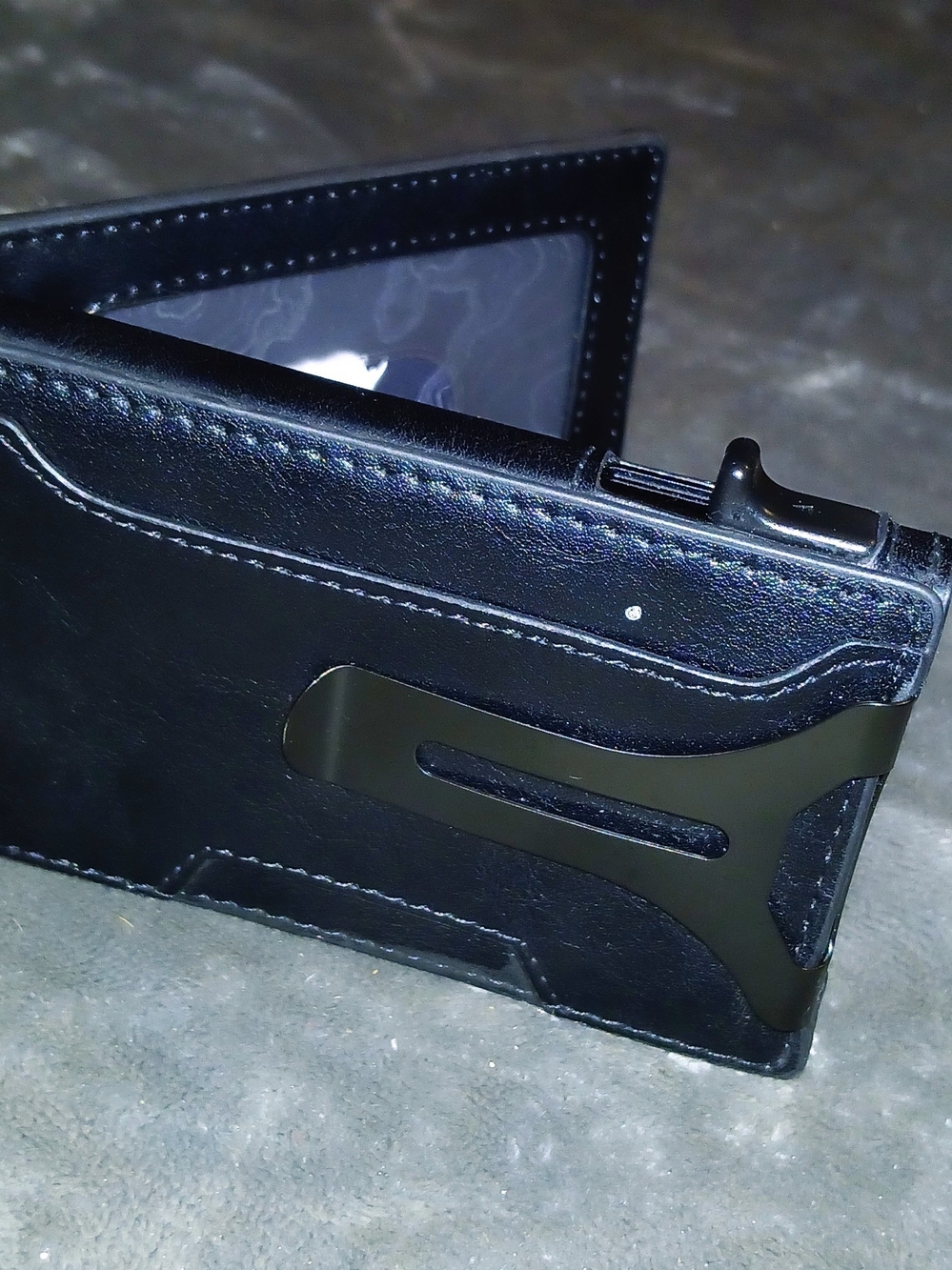 Men’s Pop-Up Slim Wallet with Exterior Money Clip – RFID Blocking Black Leather